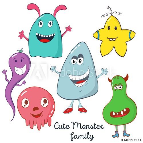 500x500 Set Of Cute Monsters Cartoon Cute Monster Vector Illustration