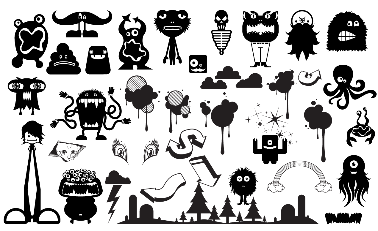 1270x778 Cute Monster Vector Pack