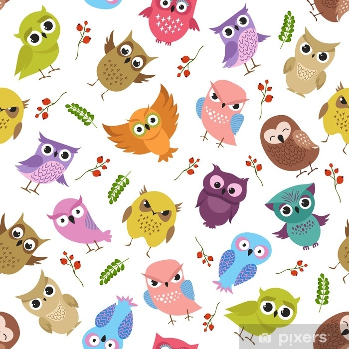 Cute Owls Vector Seamless Pattern Wall Mural 700x700 Cute Owls Vector Seamless Pattern Wall Mural