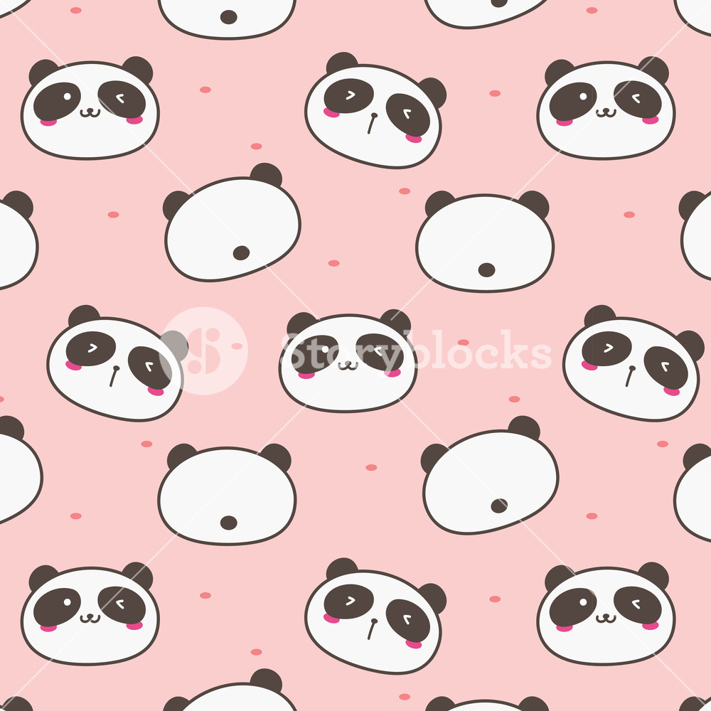 1000x1000 Cute Panda Vector Pattern Background Fun Doodle Handmade Vector