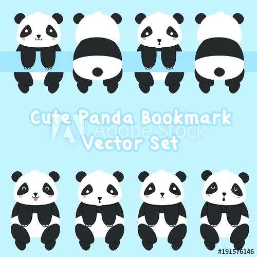500x500 Animal Printable Bookmark Template Cute Panda Vector Collection