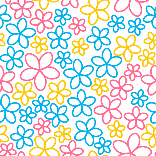 500x500 Cute Flowers Seamless Pattern Vector Free Download