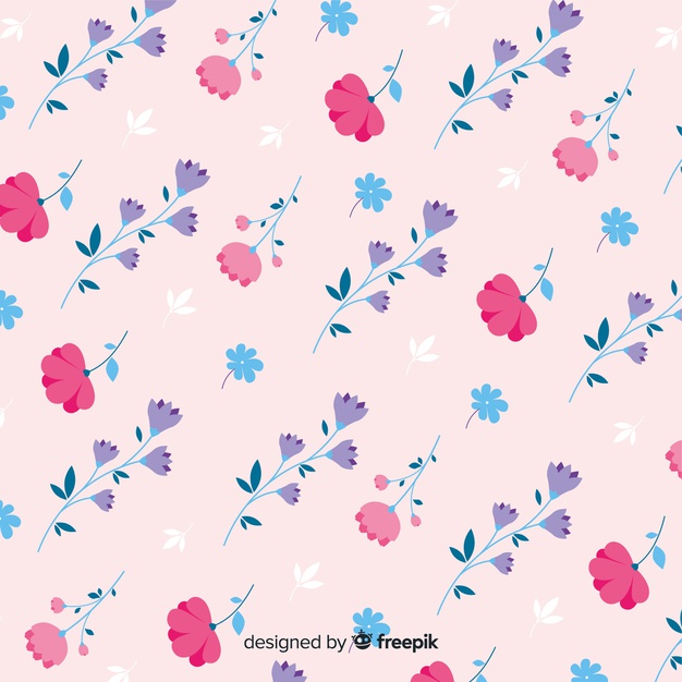 626x626 Cute Pattern Of Flowers On Pink Background Vector Free Download