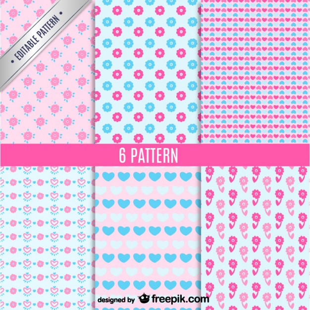 626x626 Pink And Blue Floral Seamless Pattern Vector Free Download