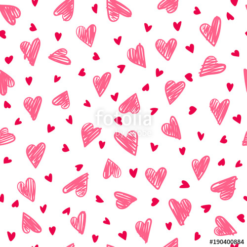 500x500 Seamless Romantic Pattern With Hand Drawing Hearts Vector Cute