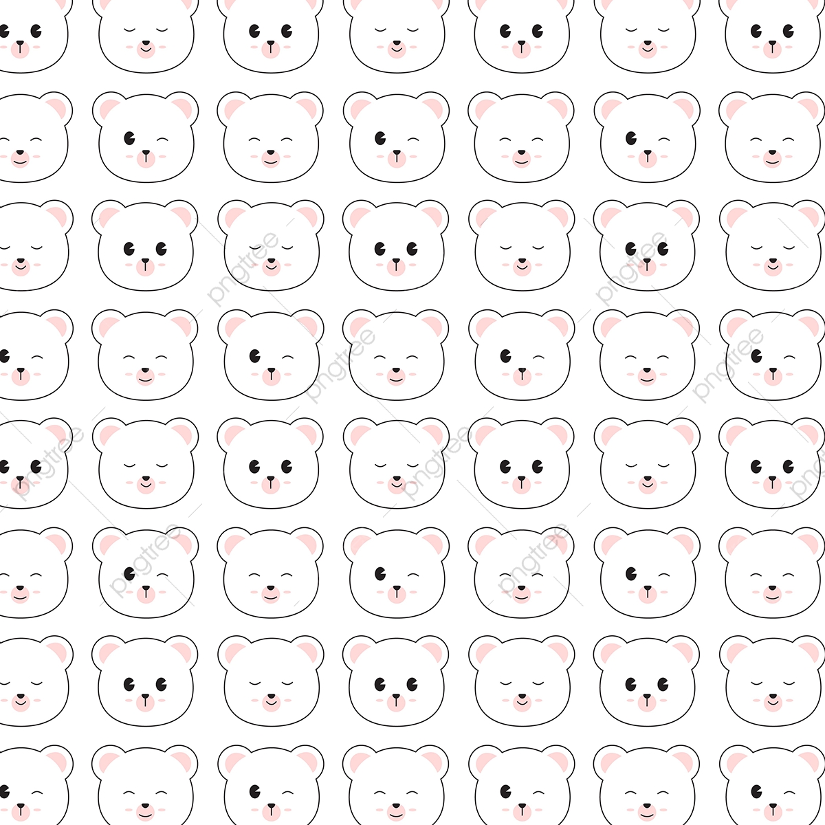 1200x1200 Cute Baby Bear Vector Pattern Background, Bear, Cute, Pattern Png