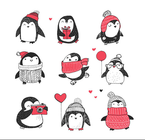 500x483 Nine Cute Cartoon Penguin Vector Material Free Download