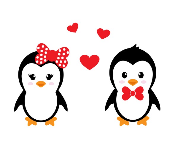 600x518 Cartoon Cute Penguin With Love Vector Illustration Download