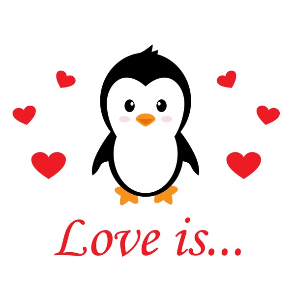 600x600 Cartoon Cute Penguin With Love Vector Illustration Download