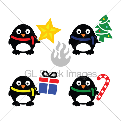 500x500 Christmas Cute Penguin Vector Icons Set Gl Stock Images