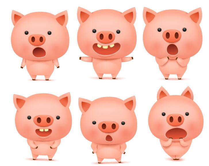 Cute Pink Pigs Vector Set Free Download 727x578 Cute Pink Pigs Vector Set Free Download