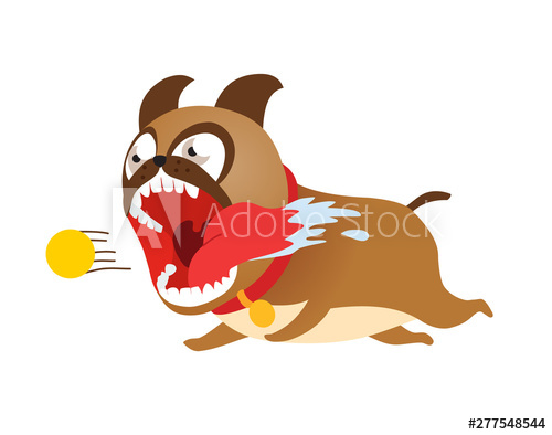 500x394 Funny Cartoon Dog Running After Tennis Ball Cute Puppy Vector
