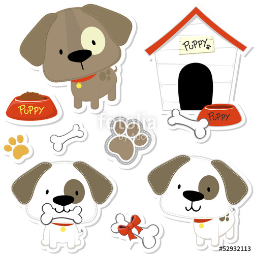 500x500 Cute Puppy Vector Collection For Scrapbook Stock Image