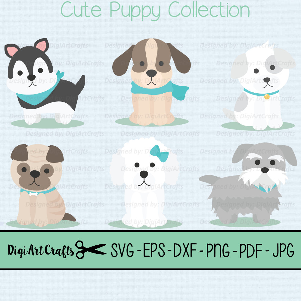 1000x1000 Cute Puppy Vector Collection Little Puppy Cutting Etsy