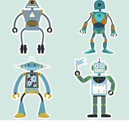 260x245 Vector Robot Robot Vectors Collection Cute Robots Stars Stock