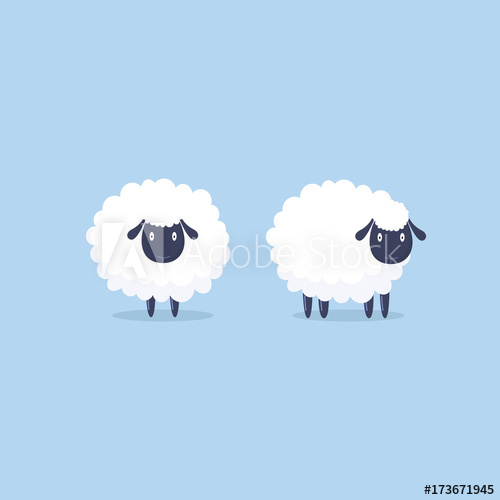 500x500 Sheep Vector Illustration Funny Cute Sheep Characters