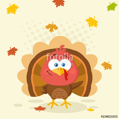 Cute Turkey Bird Cartoon Character Waving Vector Illustration 500x500 Cute Turkey Bird Cartoon Character Waving Vector Illustration