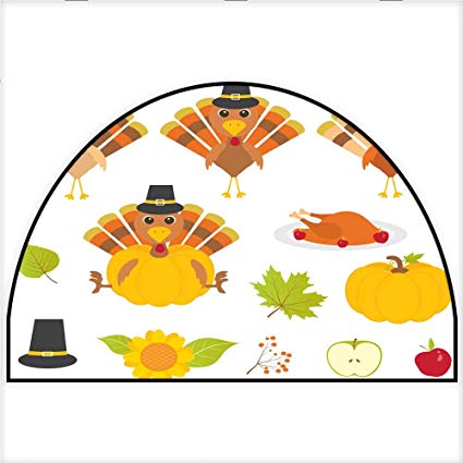 Half Round Door Mats Cute Thanksgiving Turkey Vector 425x425 Half Round Door Mats Cute Thanksgiving Turkey Vector