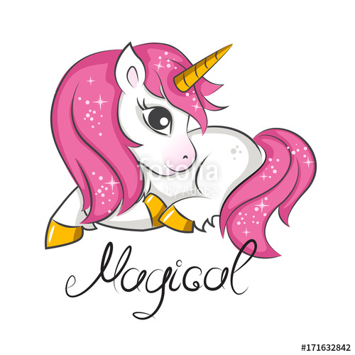 500x500 Cute Magical Unicorn Vector Design On White Background Print