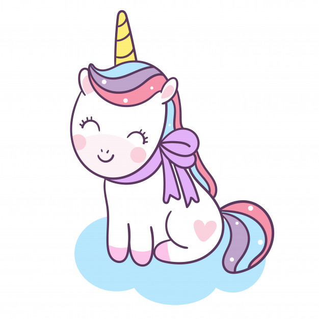 626x626 Cute Unicorn Vector Sit Down On Cloud Vector Premium Download