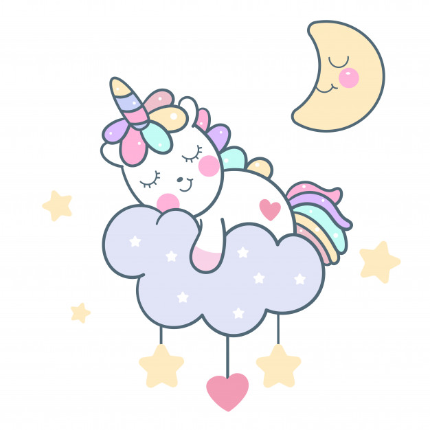 626x626 Cute Unicorn Vector Sleeping On Pastel Cloud Vector Premium Download