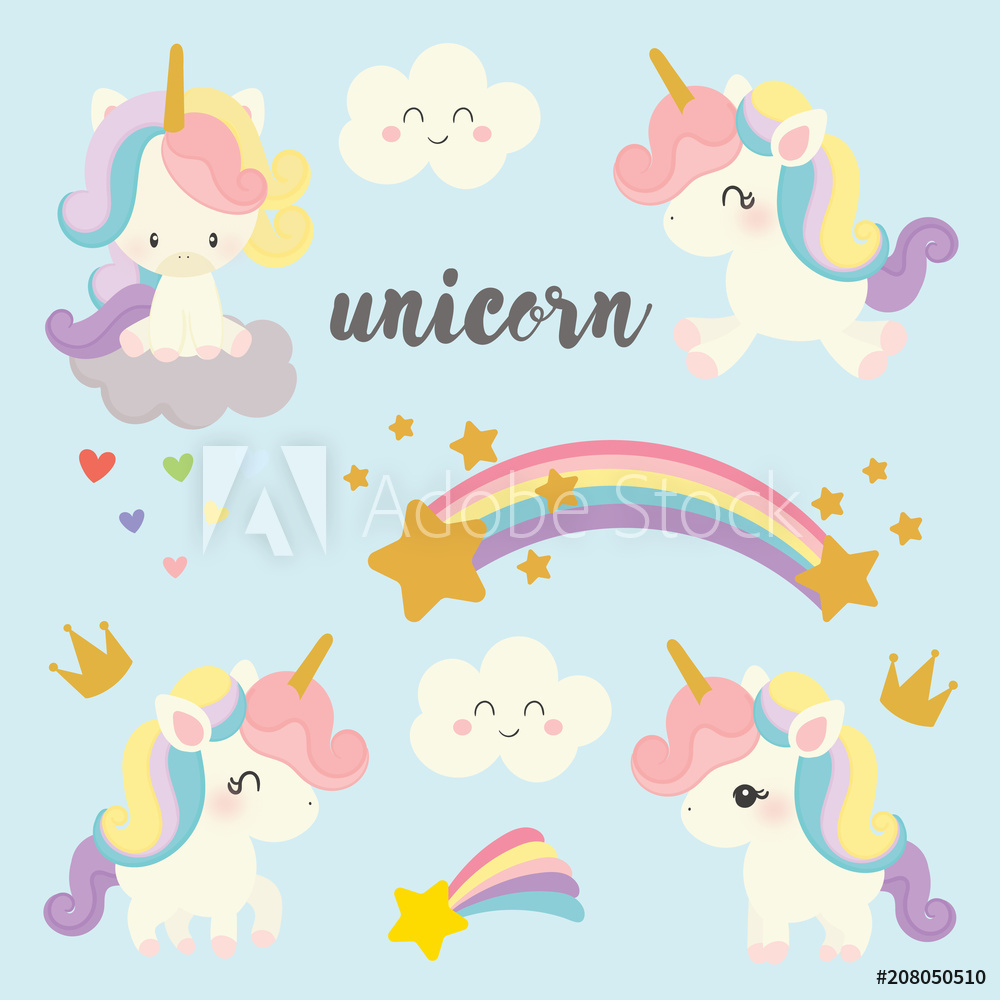 1000x1000 Photo Art Print Set Of Cute Unicorn Vector Europosters