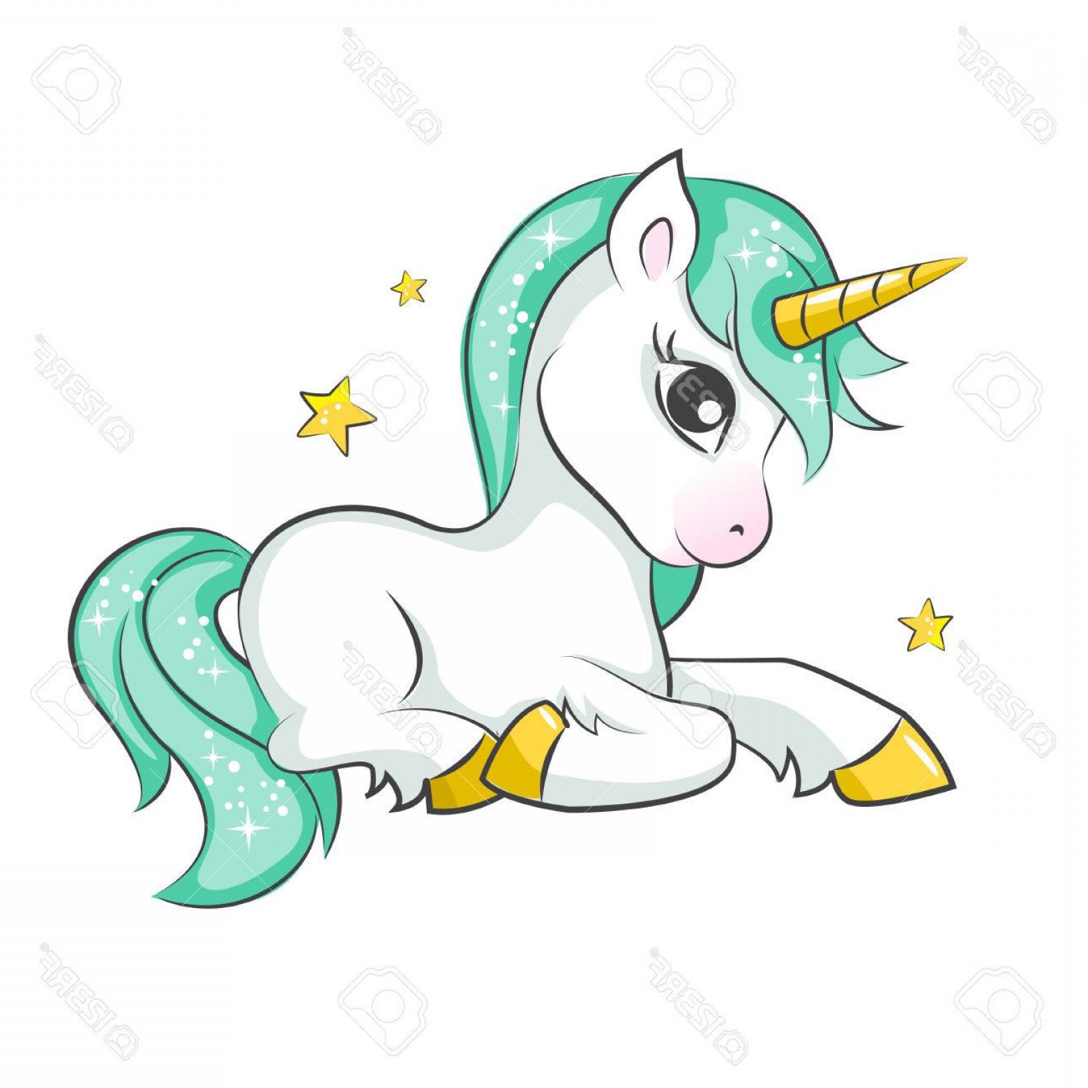 1560x1560 Photostock Vector Cute Magical Unicorn Vector Design On White