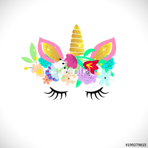 500x500 Unicorn Vector Isolated Illustration Cute Unicorn In A Floral