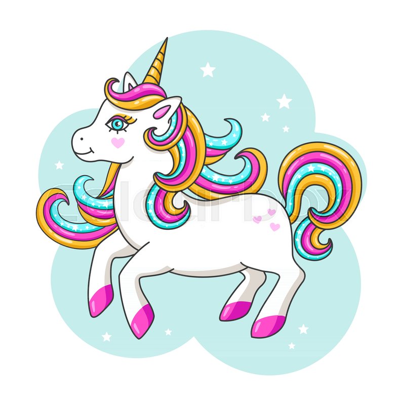 800x800 White Cute Unicorn Vector Stock Vector Colourbox