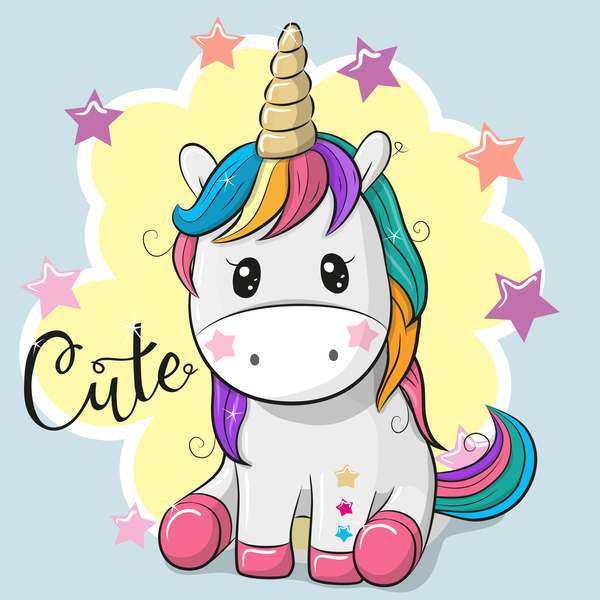 600x600 Cartoon Cute Unicorns Vectors Design Free Download