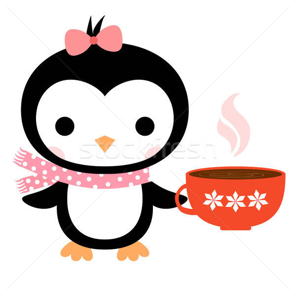 Cute Vector Greeting Card With Cartoon Penguin With Scarf Vector 600x600 Cute Vector Greeting Card With Cartoon Penguin With Scarf Vector