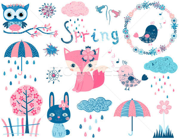 Cute Vector Set With Animal Characters And Graphic Design Elements 600x466 Cute Vector Set With Animal Characters And Graphic Design Elements