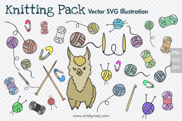Knitting Cute Vector Illustration Pack Graphic 580x386 Knitting Cute Vector Illustration Pack Graphic