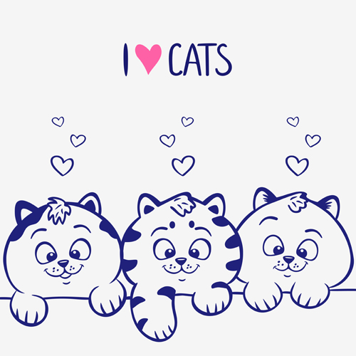 Cute Blue Cats Vector Graphic Free Download 500x500 Cute Blue Cats Vector Graphic Free Download