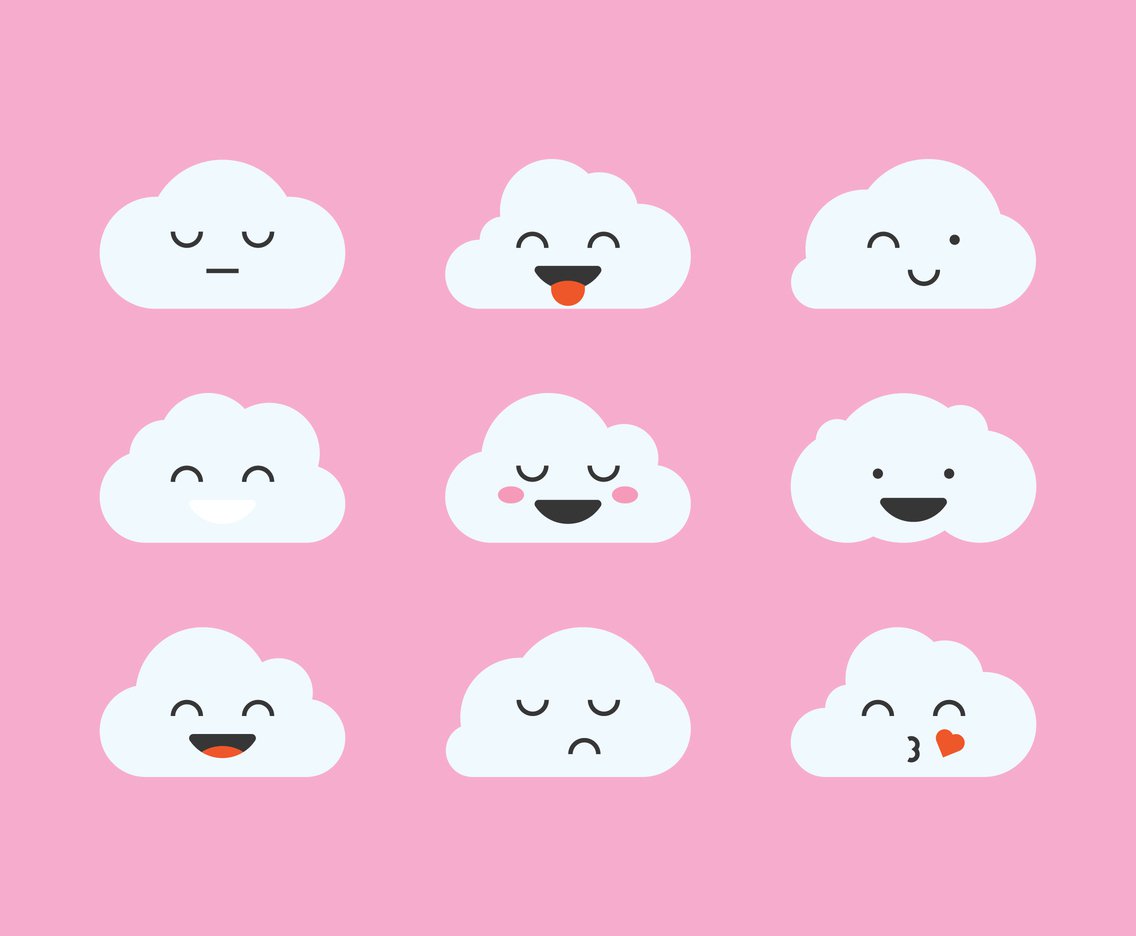 1136x936 Cute Clouds Emoticon Vector Art Graphics