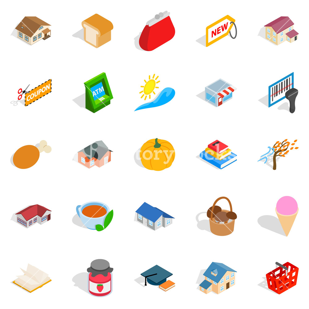 Cute Icons Set Isometric Set Of Cute Vector Icons For Web 1000x1000 Cute Icons Set Isometric Set Of Cute Vector Icons For Web