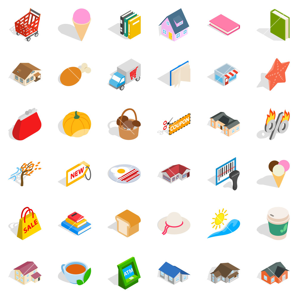 Cute Icons Set Isometric Style Of Cute Vector Icons For Web 1000x1000 Cute Icons Set Isometric Style Of Cute Vector Icons For Web