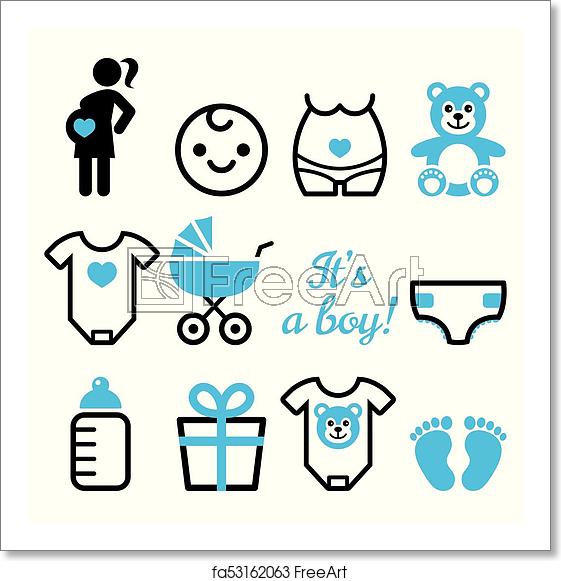 Free Art Print Of Baby Boy Shower Vector Icons Set, Pregnant 561x581 Free Art Print Of Baby Boy Shower Vector Icons Set, Pregnant