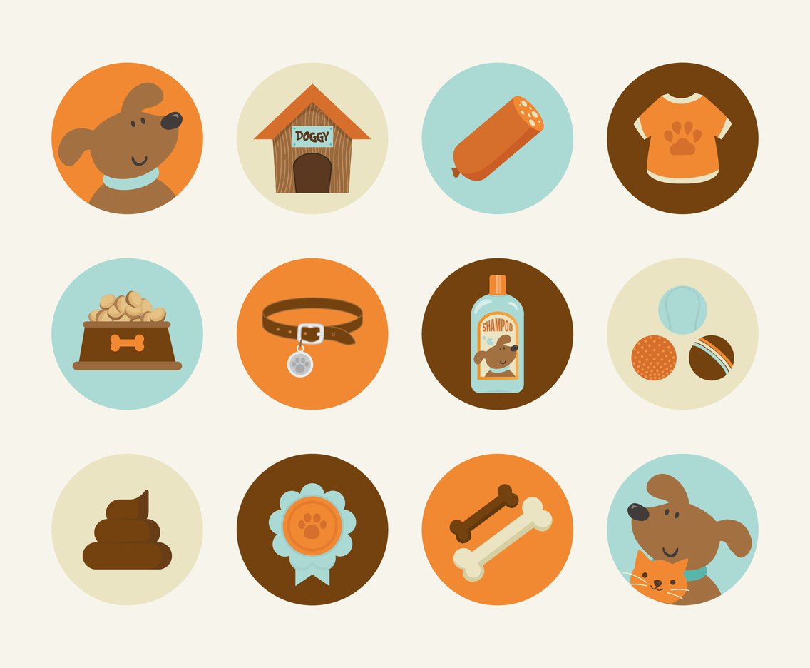 Cute Dog Flat Vector Icons Vector Art Graphics 1136x936 Cute Dog Flat Vector Icons Vector Art Graphics