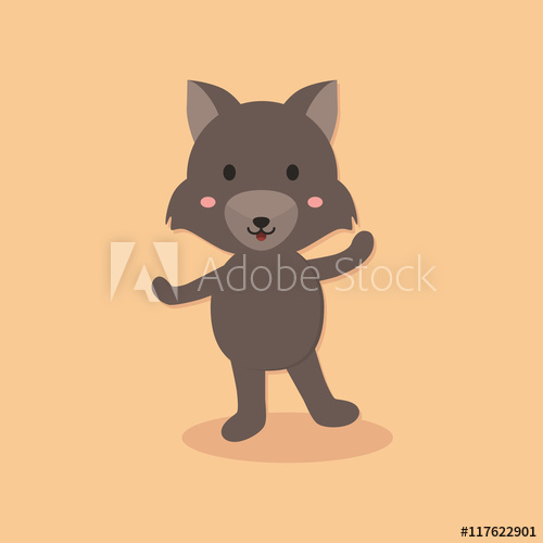 Cute Wolf Cartoon Character Vector Illustration Standing In Orange 500x500 Cute Wolf Cartoon Character Vector Illustration Standing In Orange