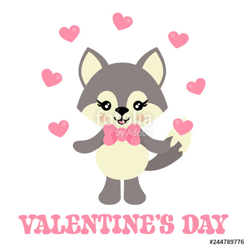 Cartoon Cute Wolf With Hearts And Text Stock Image And Royalty 500x500 Cartoon Cute Wolf With Hearts And Text Stock Image And Royalty