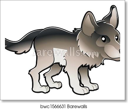 Cute Wolf Vector Illustration, Art Print Barewalls Posters 435x370 Cute Wolf Vector Illustration, Art Print Barewalls Posters