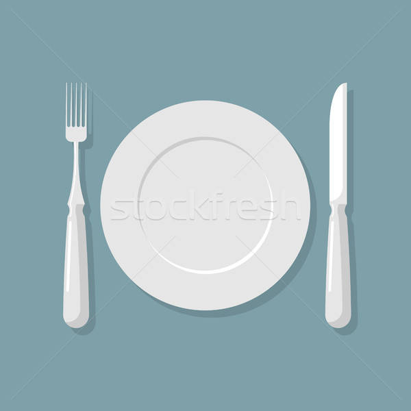 Empty White Plate Top View Knife And Fork Cutlery Vector Illu 600x600 Empty White Plate Top View Knife And Fork Cutlery Vector Illu