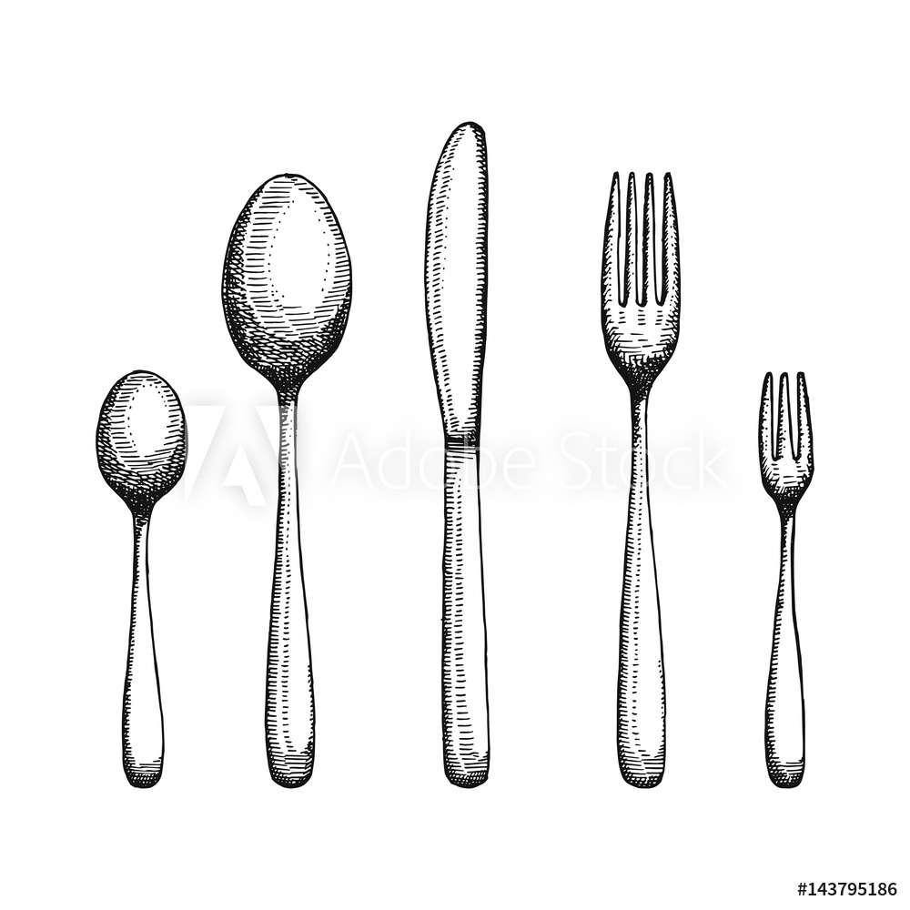 Photo Art Print Fork And Spoon With A Knife Drawing Cutlery 1000x1000 Photo Art Print Fork And Spoon With A Knife Drawing Cutlery