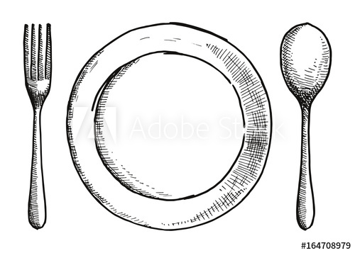 Fork Spoon And A Plate Of Hand Drawing Cutlery Vector 500x357 Fork Spoon And A Plate Of Hand Drawing Cutlery Vector