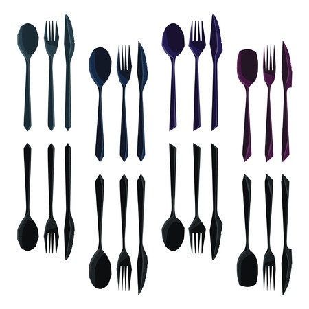 450x450 Set Of Dark Sharp Shaped Cutlery