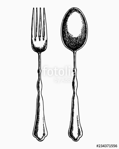 400x500 Cutlery Vector Sketches Isolated Objects Stock Image And Royalty
