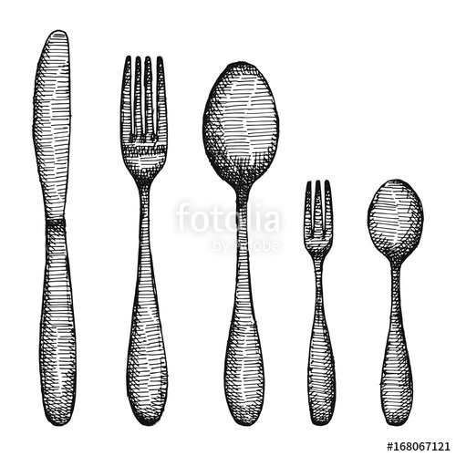500x500 Fork, Knife And Spoon Cutlery Vector Stock Image And Royalty