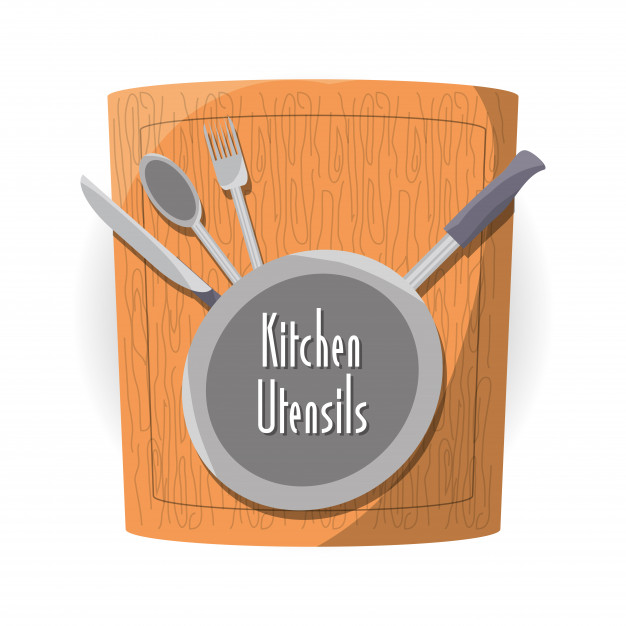 626x626 Flat Utensils Kitchen And Cutting Board Vector Illustration Vector