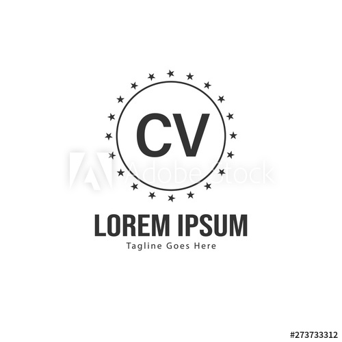 500x500 Initial Cv Logo Template With Modern Frame Minimalist Cv Letter